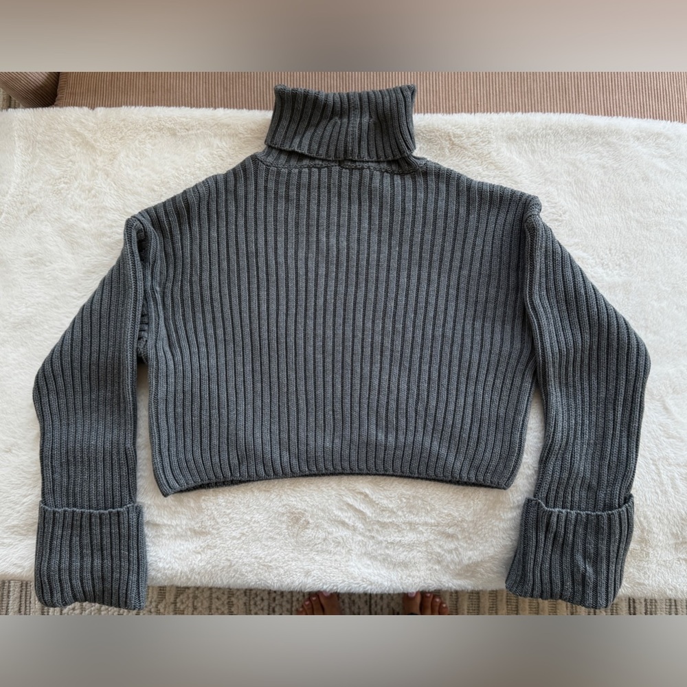 Gray cropped turtleneck